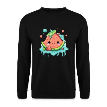 Eli Wassermelone Kawaii - Unisex Pullover - Schwarz - Vorne - Alina (178cm) & Michal (187cm)