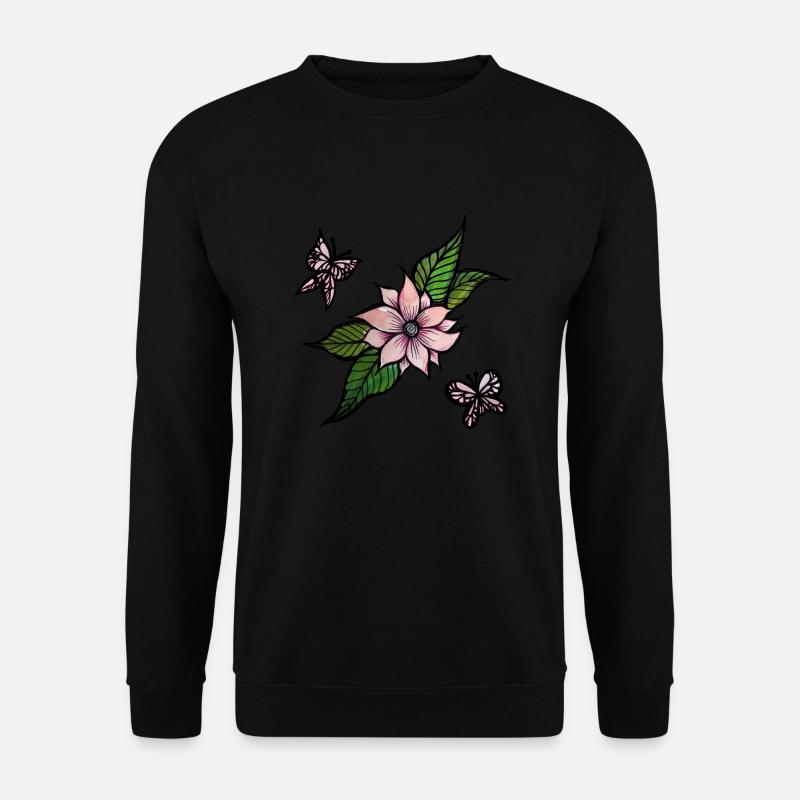 Blumen und Schmetterlinge - Unisex Pullover - Schwarz