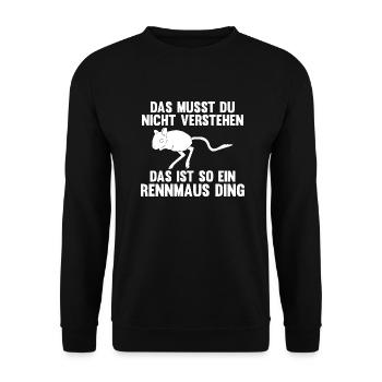 Maus Mäuse Rennmaus - Unisex Pullover - Schwarz - Vorne - Alina (178cm) & Michal (187cm)