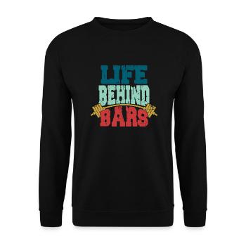Life Behind Bars Workout Training Weight Lifting - Unisex Sweatshirt - black - Front - Alina (178cm) & Michal (187cm)