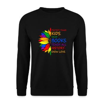 Protect Trans Kids Read Books Teach All History - Unisex Sweatshirt - black - Front - Alina (178cm) & Michal (187cm)