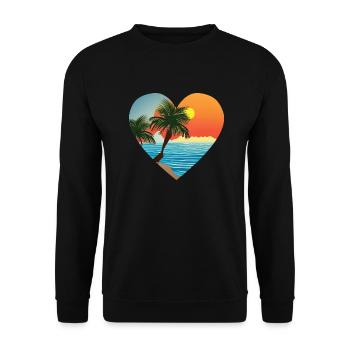 Palm Island Summer Holiday Sun Palm Beach - Unisex Sweatshirt - black - Front - Alina (178cm) & Michal (187cm)