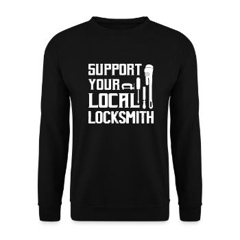 Support Your Local Locksmith Lockpicker Pick Locks - Unisex Pullover - Schwarz - Vorne - Alina (178cm) & Michal (187cm)