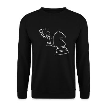 Chess Pawn Knight - Unisex Sweatshirt - black - Front - Alina (178cm) & Michal (187cm)