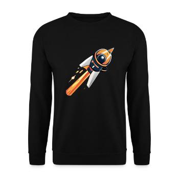 Rakete fliegt ins All - Unisex Pullover - Schwarz - Vorne - Alina (178cm) & Michal (187cm)