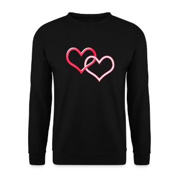 Deux cœurs connectés - Sweat-shirt Unisexe - noir - Devant - Alina (178cm) & Michal (187cm)