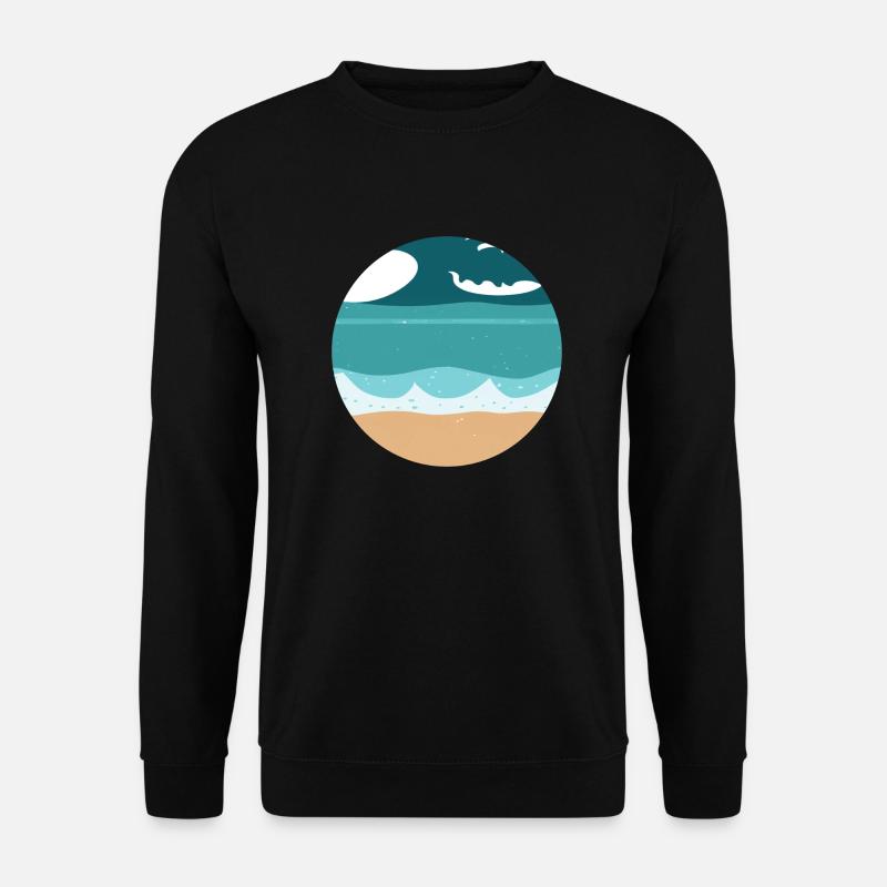 Beach with Waves Illustration - Unisex Pullover - Schwarz
