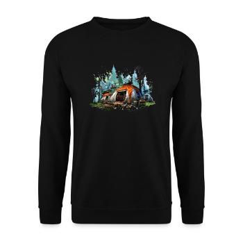 Camping atmosphere. A retro adventure. - Unisex Sweatshirt - black - Front - Alina (178cm) & Michal (187cm)