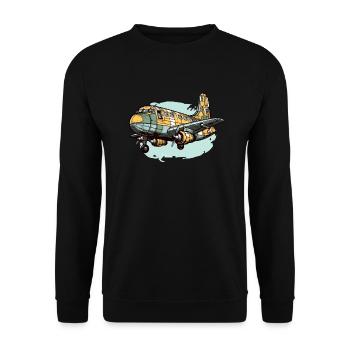 Passagierflugzeug - Unisex Pullover - Schwarz - Vorne - Alina (178cm) & Michal (187cm)