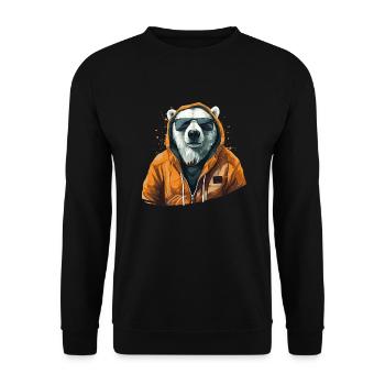 Streetstyle-Bär | Eisbären-Liebhaber - Unisex Pullover - Schwarz - Vorne - Alina (178cm) & Michal (187cm)
