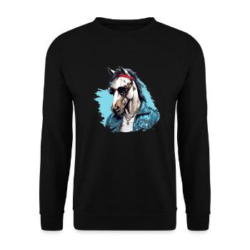 Urban Stallion: Streetwise Horse Vibes - Unisex Sweatshirt - black - Front - Alina (178cm) & Michal (187cm)