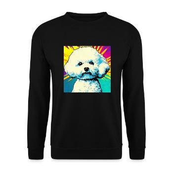 Bichon Frisé Pop Art - Unisex Pullover - Schwarz - Vorne - Alina (178cm) & Michal (187cm)