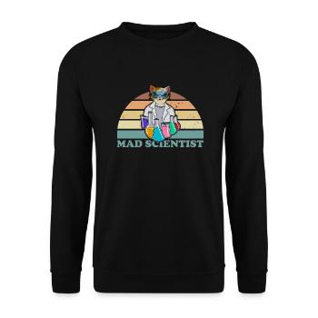 Mad Scientist Katze Chemie Chemistry beaker - Unisex Pullover - Schwarz - Vorne - Alina (178cm) & Michal (187cm)