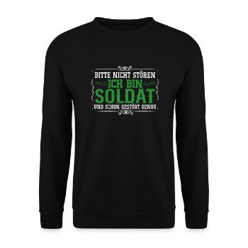 Soldat Krieg Militär Luftwaffe - Unisex Pullover - Schwarz - Vorne - Alina (178cm) & Michal (187cm)