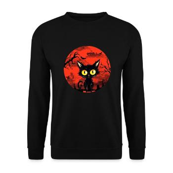 Mignon Retro Halloween Cat T-shirt Cimetière - Sweat-shirt Unisexe - noir - Devant - Alina (178cm) & Michal (187cm)