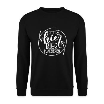 bitte hier bier platzieren - Unisex Pullover - Schwarz - Vorne - Alina (178cm) & Michal (187cm)