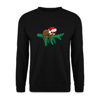 Christmas Sloth Santa - Unisex Pullover - Schwarz - Vorne - Alina (178cm) & Michal (187cm)
