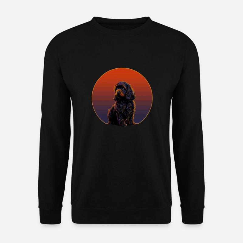 Cavapoo Retro Sonnenuntergang - Unisex Pullover - Schwarz