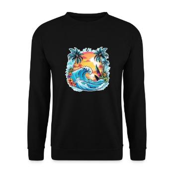 Surfing Beach Palm Tree Sunshine Holidays - Unisex Sweatshirt - black - Front - Alina (178cm) & Michal (187cm)