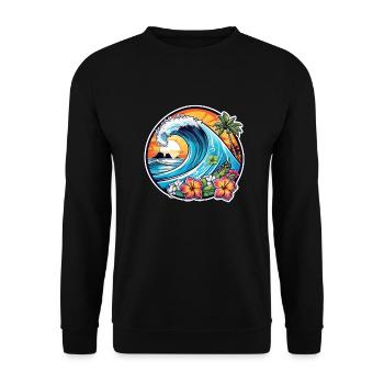 surf plage palmier soleil vacances - Sweat-shirt Unisexe - noir - Devant - Alina (178cm) & Michal (187cm)
