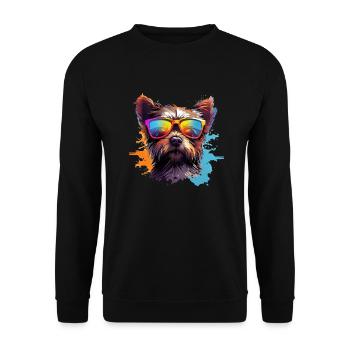 Cooler Hund mit Sonnenbrille Hunde Design - Unisex Pullover - Schwarz - Vorne - Alina (178cm) & Michal (187cm)