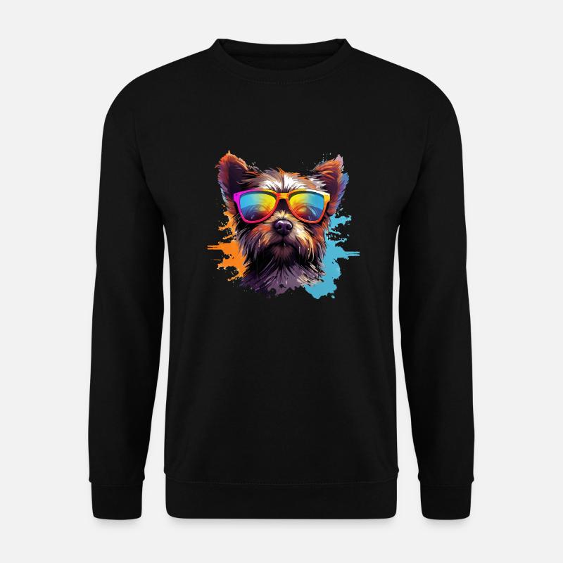 Cooler Hund mit Sonnenbrille Hunde Design - Unisex Pullover - Schwarz