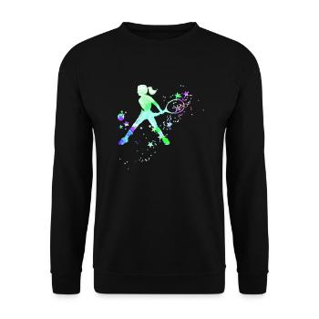 tennis,revers,joueur de tennis,fille,enfant - Sweat-shirt Unisexe - noir - Devant - Alina (178cm) & Michal (187cm)