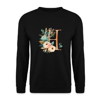 H typography floral - Unisex Pullover - Schwarz - Vorne - Alina (178cm) & Michal (187cm)