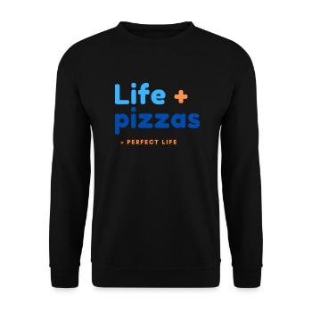 Life + Pizzas = Perfect Life - Unisex Sweatshirt - black - Front - Alina (178cm) & Michal (187cm)