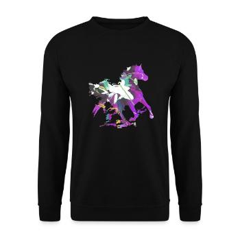 pferd, art, malerei,bunt, pferde,graffiti - Unisex Pullover - Schwarz - Vorne - Alina (178cm) & Michal (187cm)