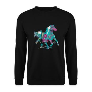 pferd, art, malerei,bunt, pferde,graffiti - Unisex Pullover - Schwarz - Vorne - Alina (178cm) & Michal (187cm)