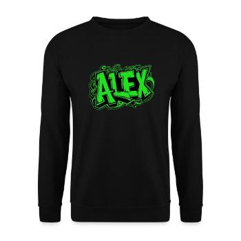 Alex Name Graffiti Green - Unisex Sweatshirt - black - Front - Alina (178cm) & Michal (187cm)