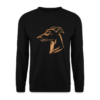 Greyhound whippet, dog head, drawing bronze - Unisex Sweatshirt - black - Front - Alina (178cm) & Michal (187cm)