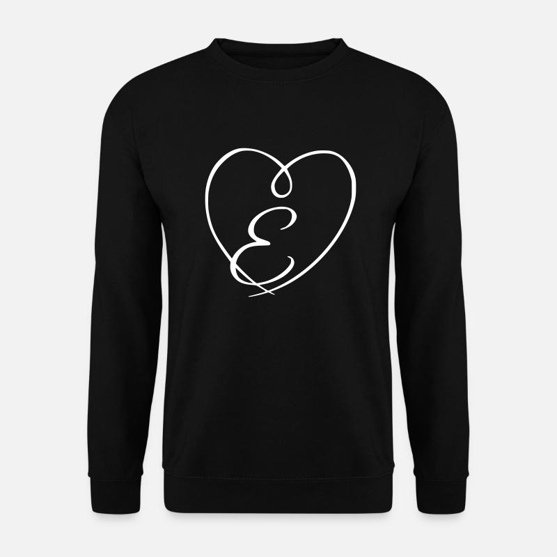 Letter E Calligraphy Heart - Unisex Sweatshirt - black