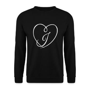 Letter J Calligraphy Heart - Unisex Sweatshirt - black - Front - Alina (178cm) & Michal (187cm)