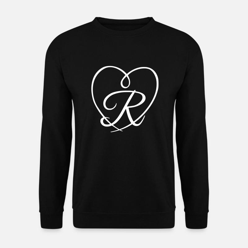Buchstabe R Kalligrafie Herz - Unisex Pullover - Schwarz
