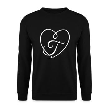 Buchstabe T Kalligrafie Herz - Unisex Pullover - Schwarz - Vorne - Alina (178cm) & Michal (187cm)