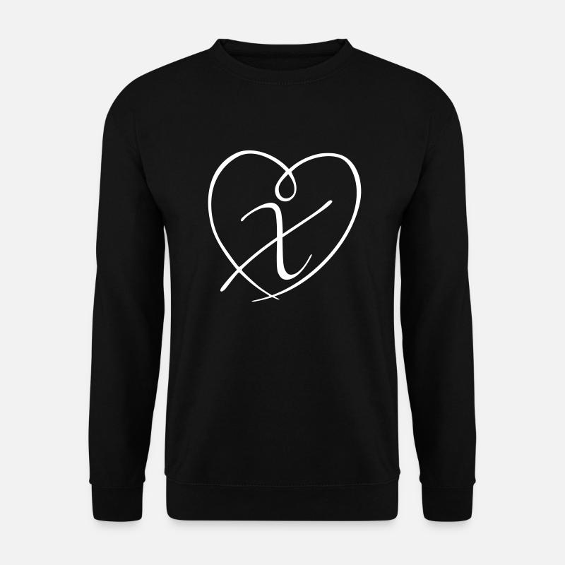 Letter X Calligraphy Heart - Unisex Sweatshirt - black