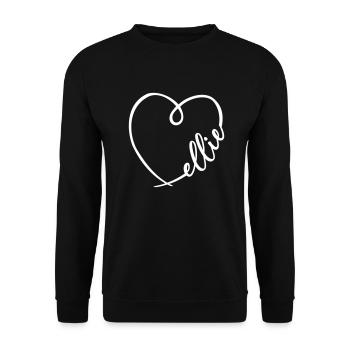 Ellie Name Calligraphy Heart - Unisex Sweatshirt - black - Front - Alina (178cm) & Michal (187cm)