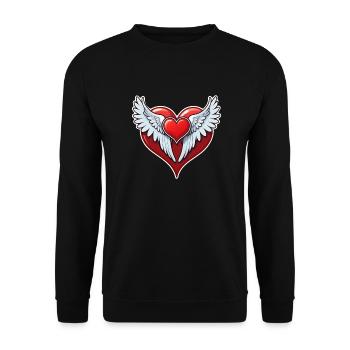 coeur rouge avec des ailes - Sweat-shirt Unisexe - noir - Devant - Alina (178cm) & Michal (187cm)
