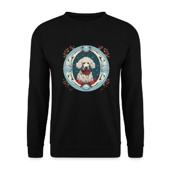 Pudelhund Xmas Ornament, Liebeshunde - Unisex Pullover - Schwarz - Vorne - Alina (178cm) & Michal (187cm)
