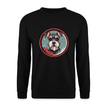 Zwergschnauzer Hund Weihnachten, Liebe Hunde - Unisex Pullover - Schwarz - Vorne - Alina (178cm) & Michal (187cm)