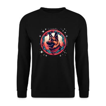 Deutscher Schäferhund Weihnachten, Liebeshunde - Unisex Pullover - Schwarz - Vorne - Alina (178cm) & Michal (187cm)