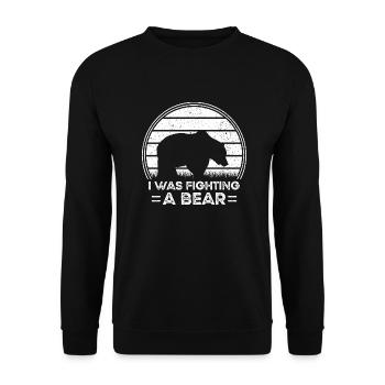 Hilarious Broken Arm Design. I Was Fighting A Bear - Unisex Sweatshirt - black - Front - Alina (178cm) & Michal (187cm)