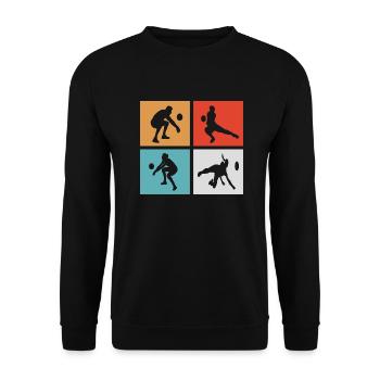 Volleyball Retro Vintage Sport - Unisex Pullover - Schwarz - Vorne - Alina (178cm) & Michal (187cm)