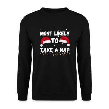 MOST LIKELY TO TAKE A NAP - Sweat-shirt Unisexe - noir - Devant - Alina (178cm) & Michal (187cm)