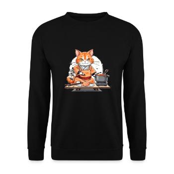 chat sushi 2 - Sweat-shirt Unisexe - noir - Devant - Alina (178cm) & Michal (187cm)