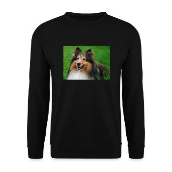 Happy Sheltie mi shamrock on the head, cute - Unisex Sweatshirt - black - Front - Alina (178cm) & Michal (187cm)