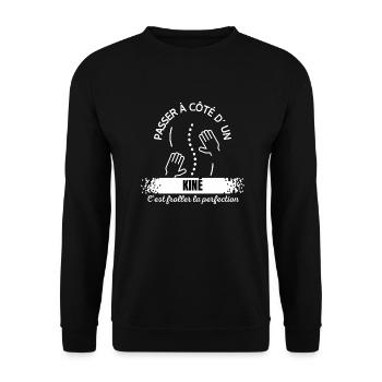 Passer à côté d'un kiné, c'est froller la perfec.. - Sweat-shirt Unisexe - noir - Devant - Alina (178cm) & Michal (187cm)