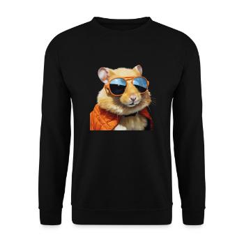 Hamster mit brille, flirt, lustiger hamster - Unisex Pullover - Schwarz - Vorne - Alina (178cm) & Michal (187cm)